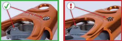 Index Ascender with correct rivet (left) and unformed rivet (right)