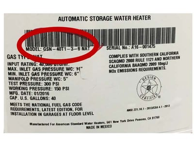 Water Heating Technologies Gas Water Heaters Model Number