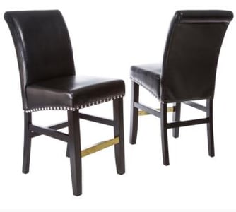 Louigi Black Leather Counter Stool