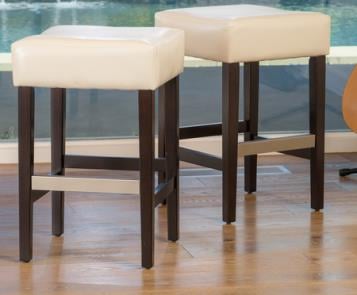 Tate Backless Leather Counter Stool – White