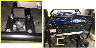 Location of label with model number, serial number, and manufacturing date code