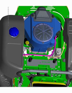 John Deere zero-turn lawn mower fuel hose (highlighted in purple)