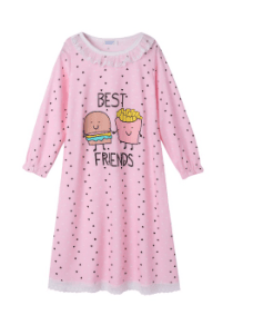 Recalled Arshiner nightgown - "Hamburger and fries best friends" print
