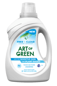 Recalled Art of Green Free and Clear laundry detergent in 100-ounce bottles