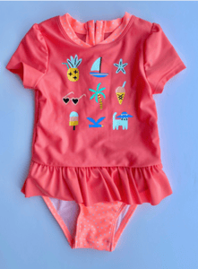 Recalled Cat & Jack “Coral Icon Story Hawaiian” One-Piece Rashguard Swimsuit