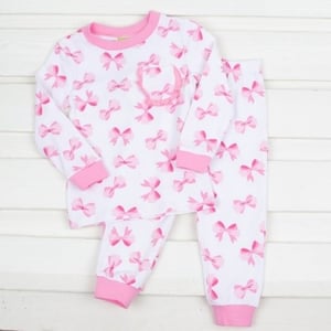 Recalled Classic Whimsy - Bow Print Ruffle Pocket Loungewear