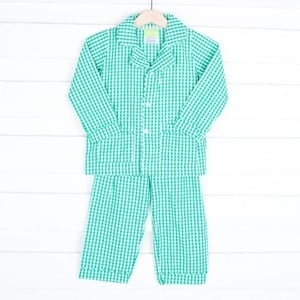 Recalled Classic Whimsy - Green Gingham "Menswear" Loungewear