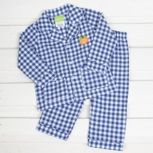 Recalled Classic Whimsy - Pumpkin Blue Gingham "Menswear" Loungewear