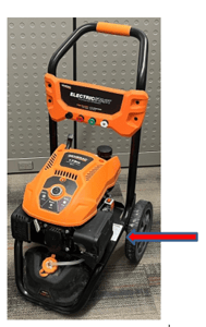 Recalled Generac Electric Start Pressure Washers label location