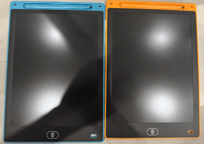 Recalled KTEBO Writing Tablet Toys in Blue/Orange (front)