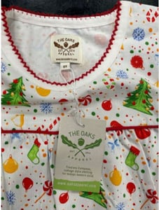 Recalled Oaks Apparel Company Children's Nightgown's sewn-in neck label