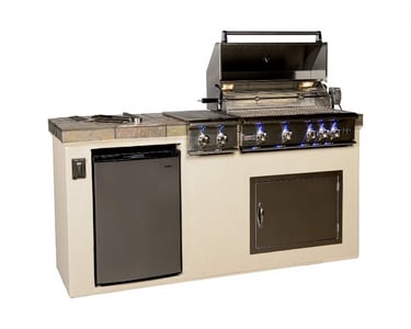 Recalled Paradise Grills GX6 Outdoor Kitchen (shown with grill, access door, and optional side burner and refrigerator)