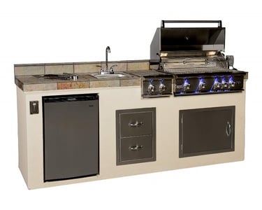 Recalled Paradise Grills GX8 Outdoor Kitchen (shown with grill, access door, and optional side burner, sink, double drawers and refrigerator)