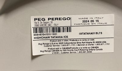 Label with Date of Manufacture and Model Number Found on Base of Product