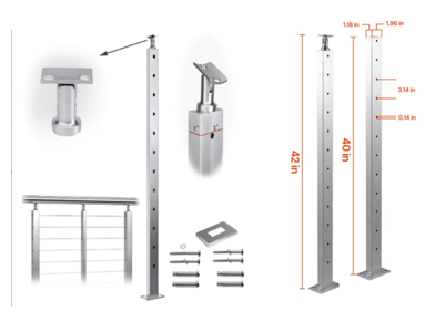 Recalled Vevor cable railing kit with Cable Support Post model number LGZY106.72.55KZF0V0