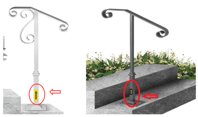 Vevor is printed on a label located near the bottom of the handrail
