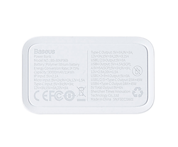 Recalled Baseus portable charger with SN ending in Arabic numerals (label on bottom)