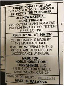 Example of Chair Label