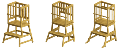 Recalled Cosyland Children's Tower Stool Version 1 (left) Version 2 (middle) and Version three (right)