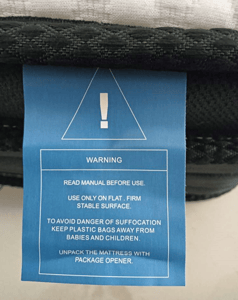 Recalled Crayan Mattress Labeling