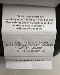 Recalled Crayan Mattress Labeling