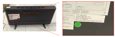 Back panel with label identifying date code and serial number