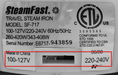 Dual voltage label and dual voltage switch present on all recalled units