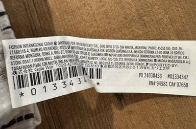 Recalled Pajama Pants Item number 01334347 located on a sewn-in, side-seam label