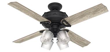 Hunter fan 54185 Brunswick 52” with 4 lights in black (natural iron) housing