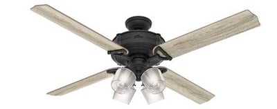 Hunter fan 54179 Brunswick 60” with 4 lights in black (natural iron) housing