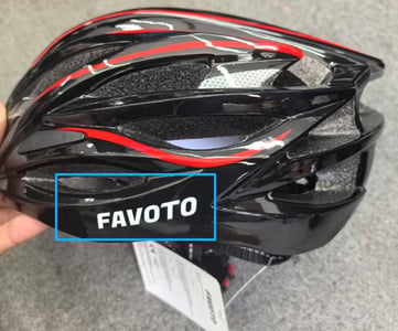 Recalled Favoto Bicycle Helmet (label)
