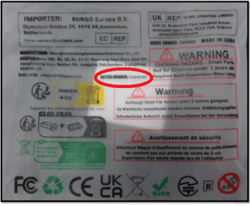 Recalled Anzmtosn Magnet Fidget Spinner Set, Back Label with Batch Numbe