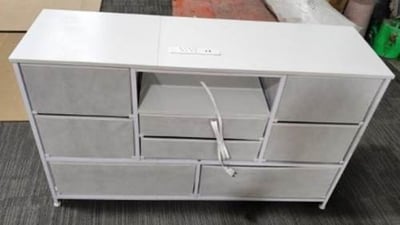 Recalled Furnulem Fabric 8-Drawer Dresser in white (back)
