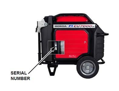 Recalled Honda EU7000is Portable Generator serial number location