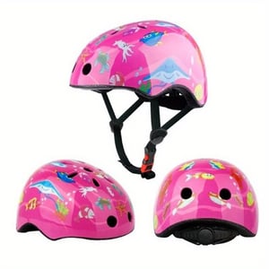 Recalled kid's bike helmet – pink with a sea world print