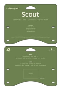 Hang tag label on recalled helmet, listing the name “Retrospec,” the Scout brand name, and the helmet size