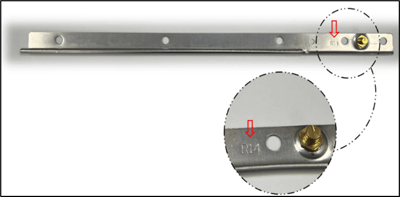 Recalled Hinge Track with the location of the size designation