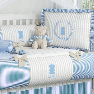 Recalled 9-Piece Blue Luxury Knitted Crib Bedding Set, 96025