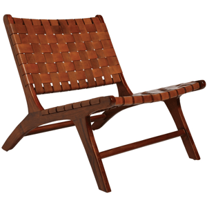 Recalled Haven & Key Leather Woven Chair or "Lovina Chair" (Brown)