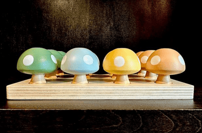 Recalled Hearth & Hand with Magnolia Toy Mushroom Peg Sorter, side view