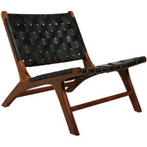 Recalled Haven & Key Leather Woven Chair or "Lovina Chair" (Black)