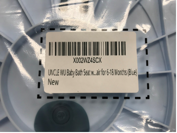 Label on bottom of recalled infant bath seat