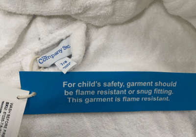 Recalled The Company Store Children's White Robes neck label
