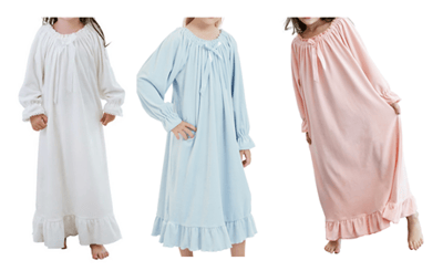 Recalled Girls' Princess Nightgown, Winter Soft Fleece Long Sleeve Sleepwear