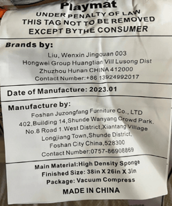 Recalled Mattress Tag with date of manufacturee