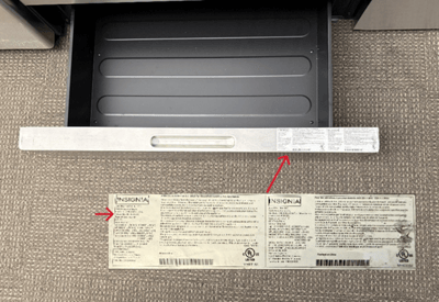 The model number can be found on the label on the inside of the bottom drawer