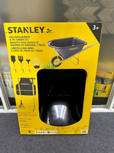 Stanley Jr. 7-Piece Kids Wheelbarrow and 7-piece Garden Set Containing Recalled Long Hoe and Rake