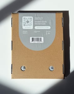 Recalled Digital Kitchen Scale Packaging – Back (Sticker color will match Scale color)