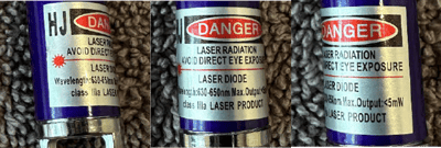 Recalled Mini Laser Pointer Keychains – Silver Sticker Labeling