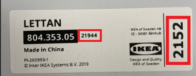 Recalled IKEA LETTAN Mirror date stamp
